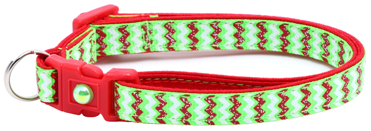Christmas Chevron Breakaway Cat Collar-16