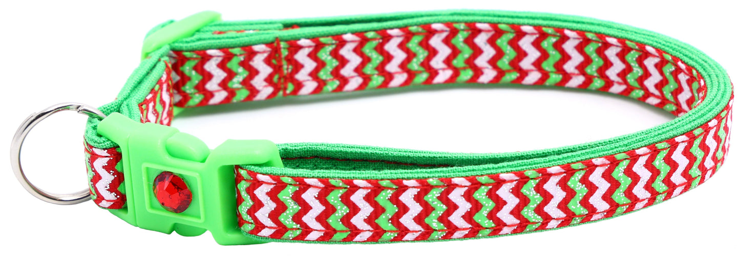 Christmas Chevron Breakaway Cat Collar-3