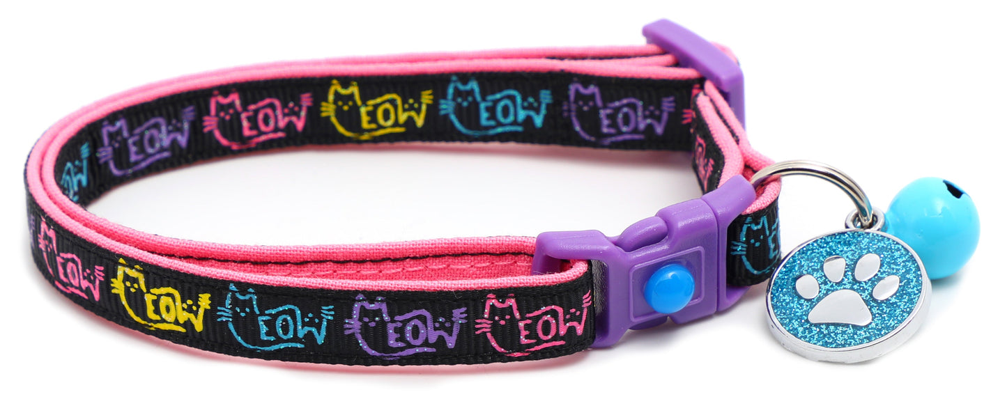 Colorful Meow Breakaway Cat Collar-4