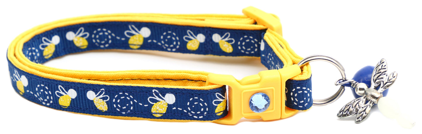 Fire Flies on Navy Cat Collar-4