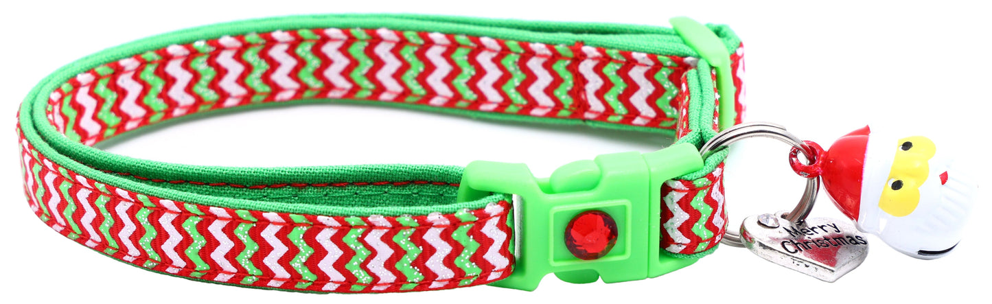Christmas Chevron Breakaway Cat Collar-4