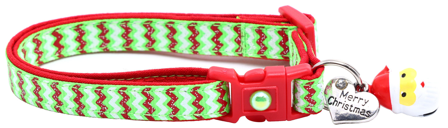Christmas Chevron Breakaway Cat Collar-14
