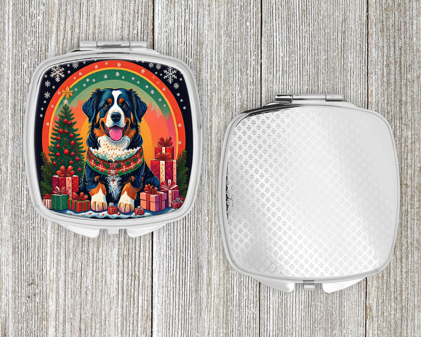 Bernese Mountain Dog Christmas Compact Mirror-3