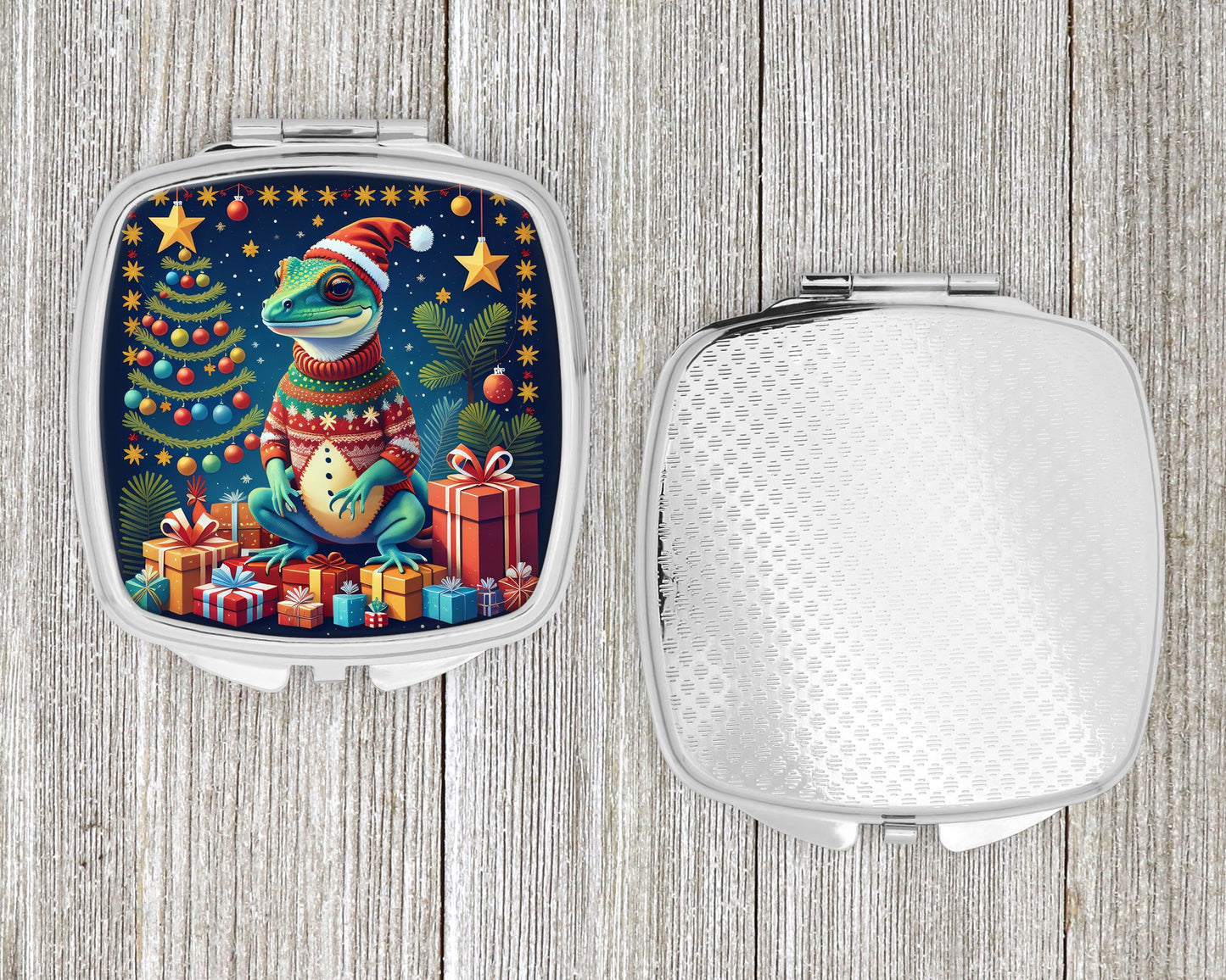 Gecko Christmas Compact Mirror-3