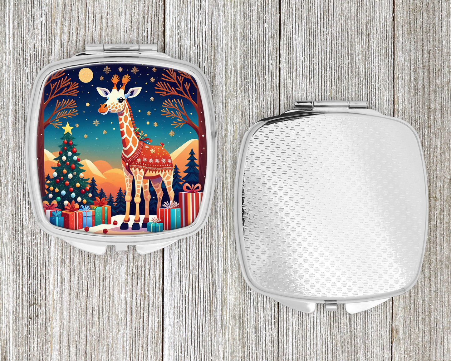Giraffe Christmas Compact Mirror-3