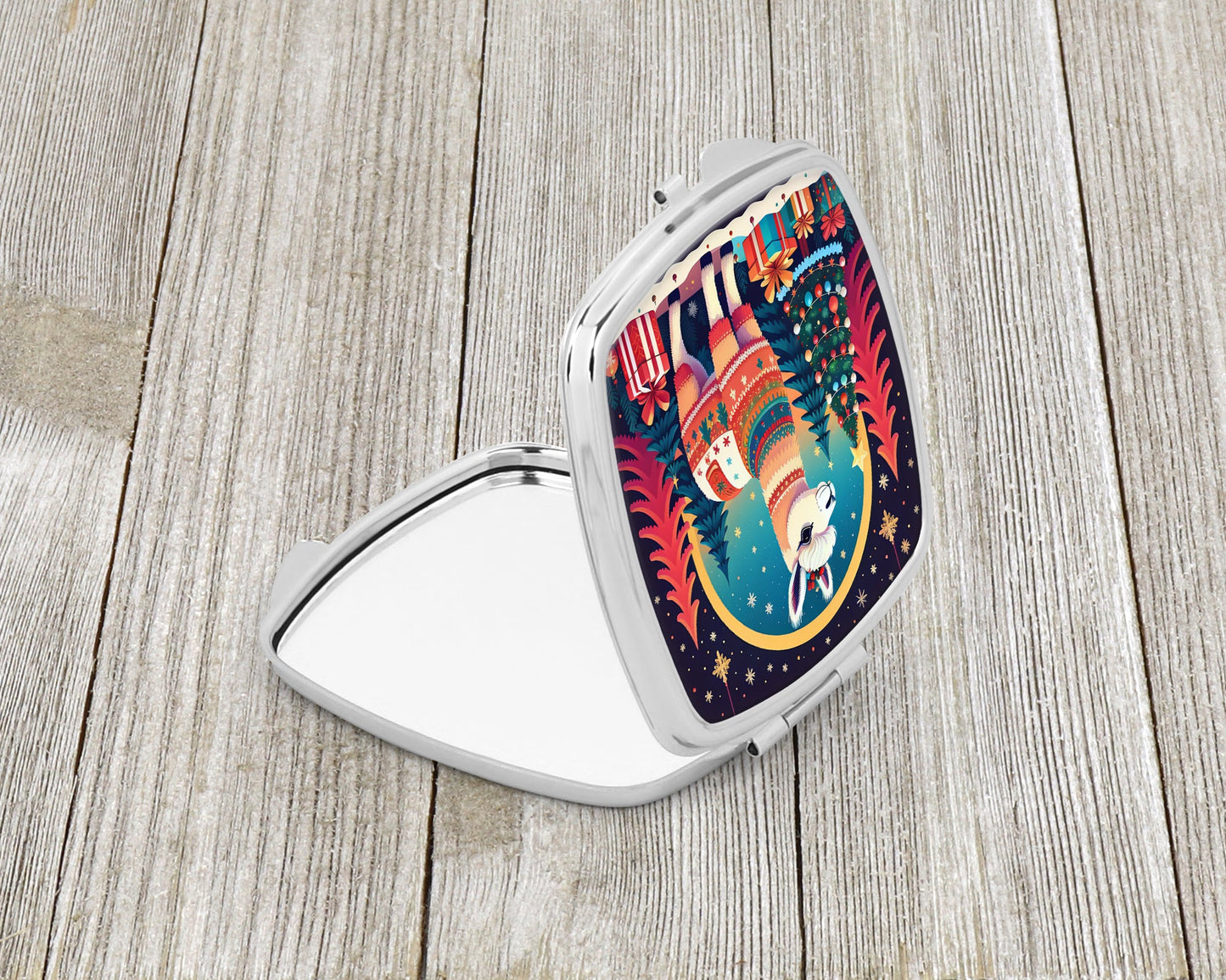 Llama Christmas Compact Mirror-1