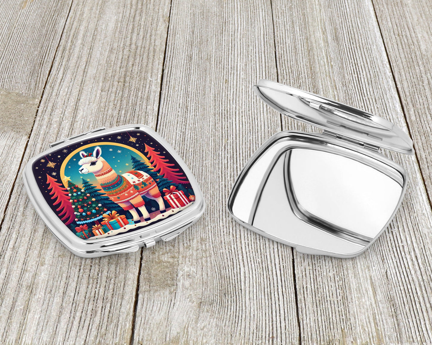 Llama Christmas Compact Mirror-2