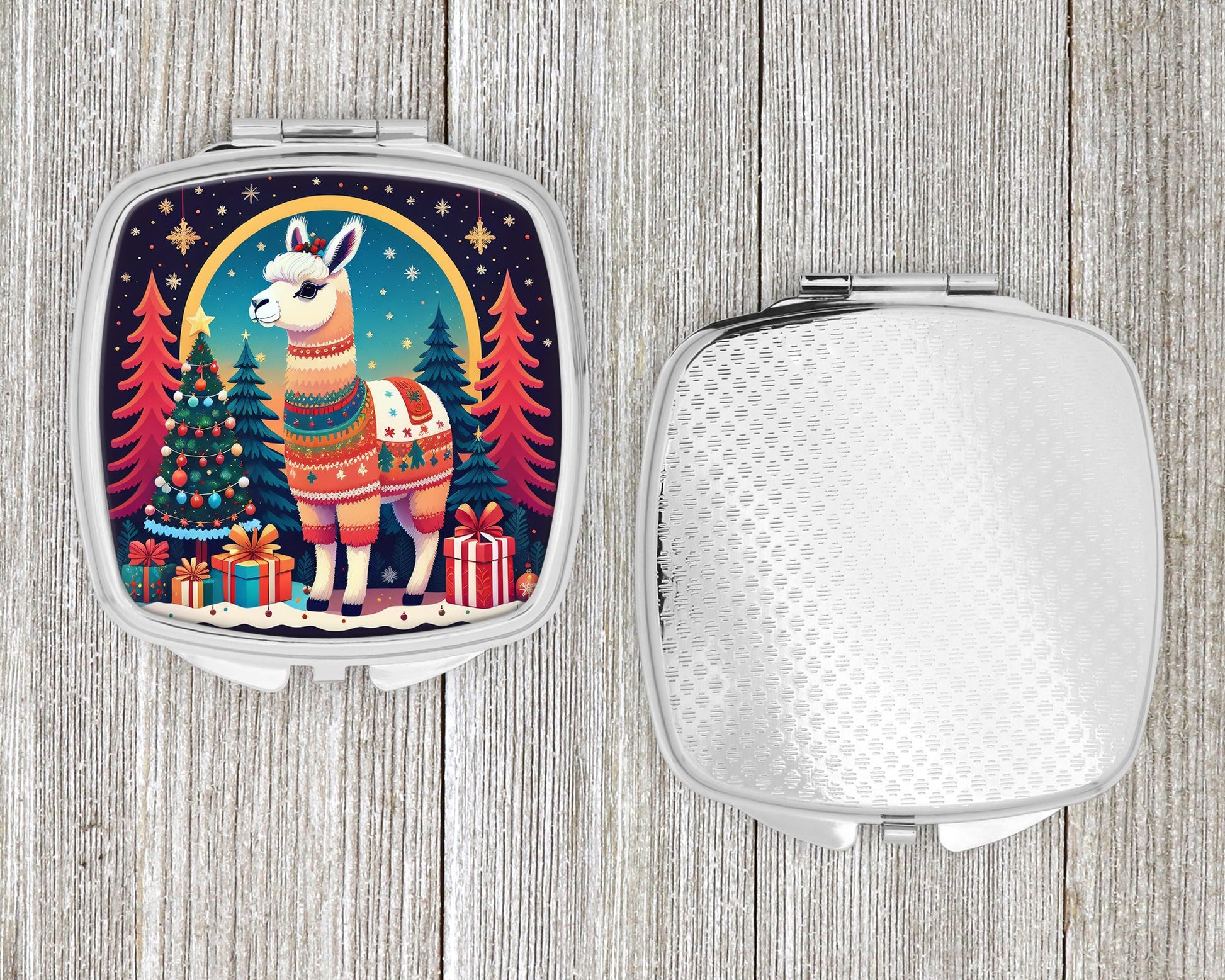 Llama Christmas Compact Mirror-3