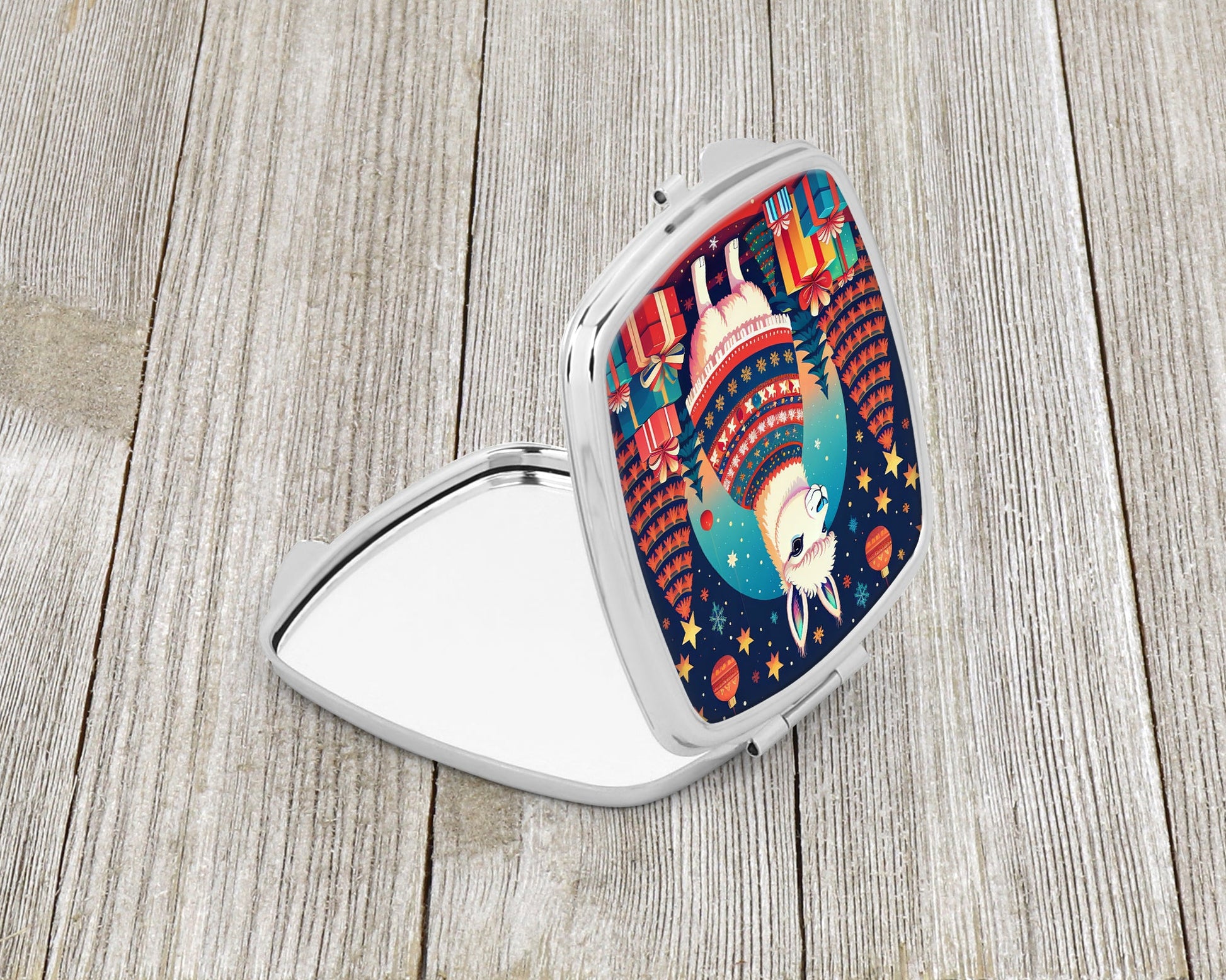 Llama Christmas Compact Mirror-1