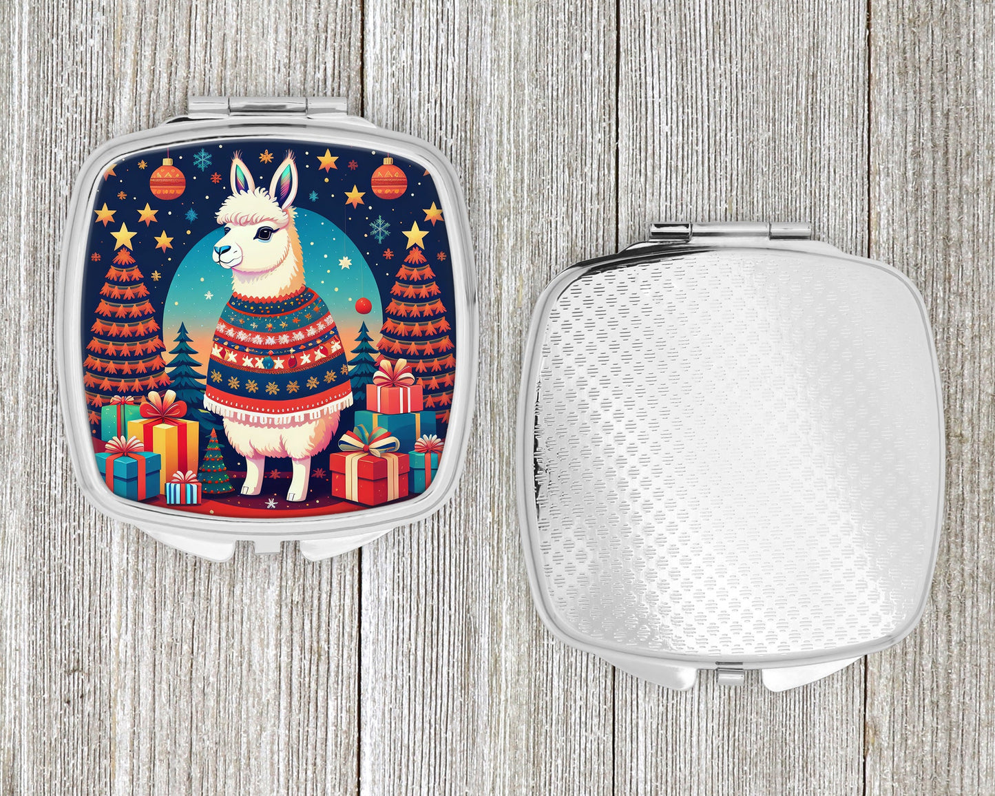 Llama Christmas Compact Mirror-3