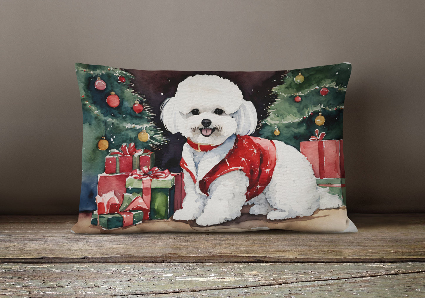 Bichon Frise Christmas Throw Pillow-3