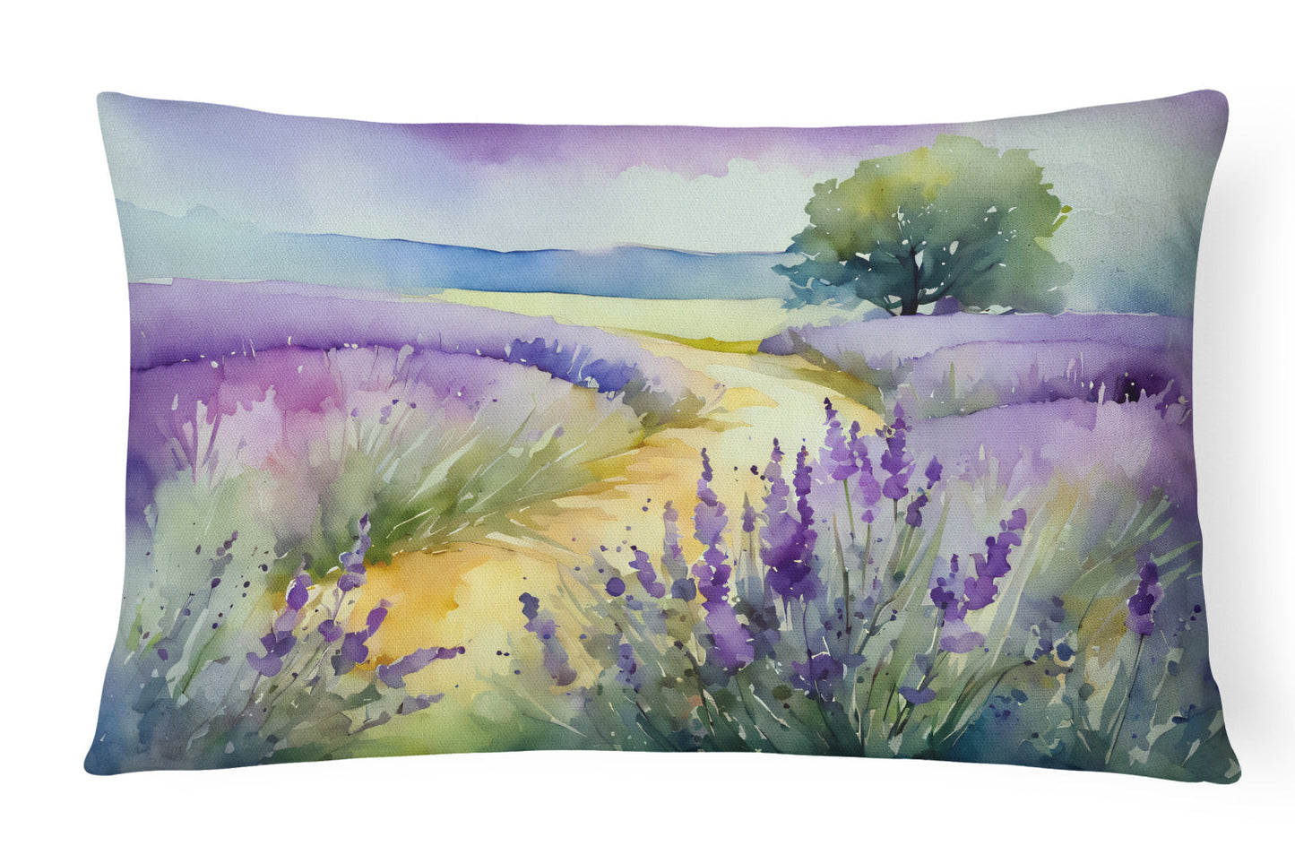 Lavender in Watercolor Throw Pillow-0