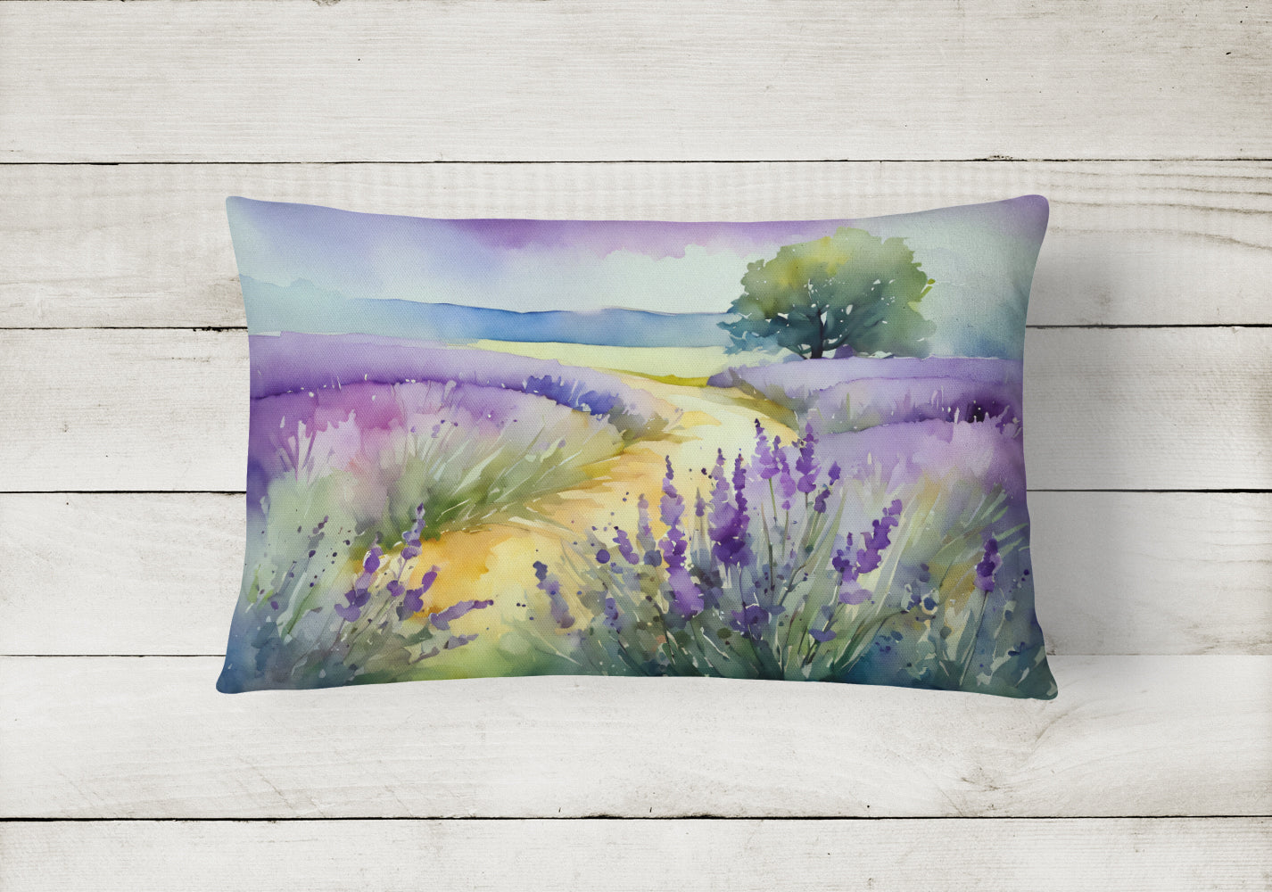 Lavender in Watercolor Throw Pillow-1