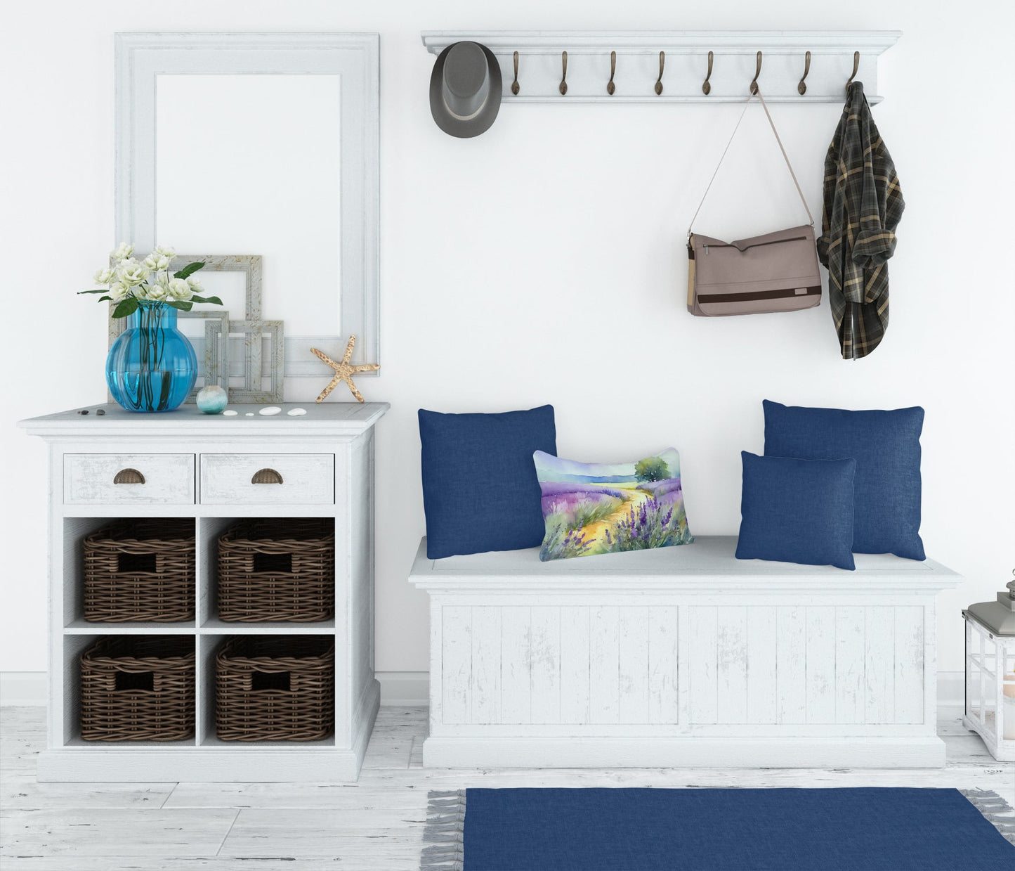 Lavender in Watercolor Throw Pillow-2