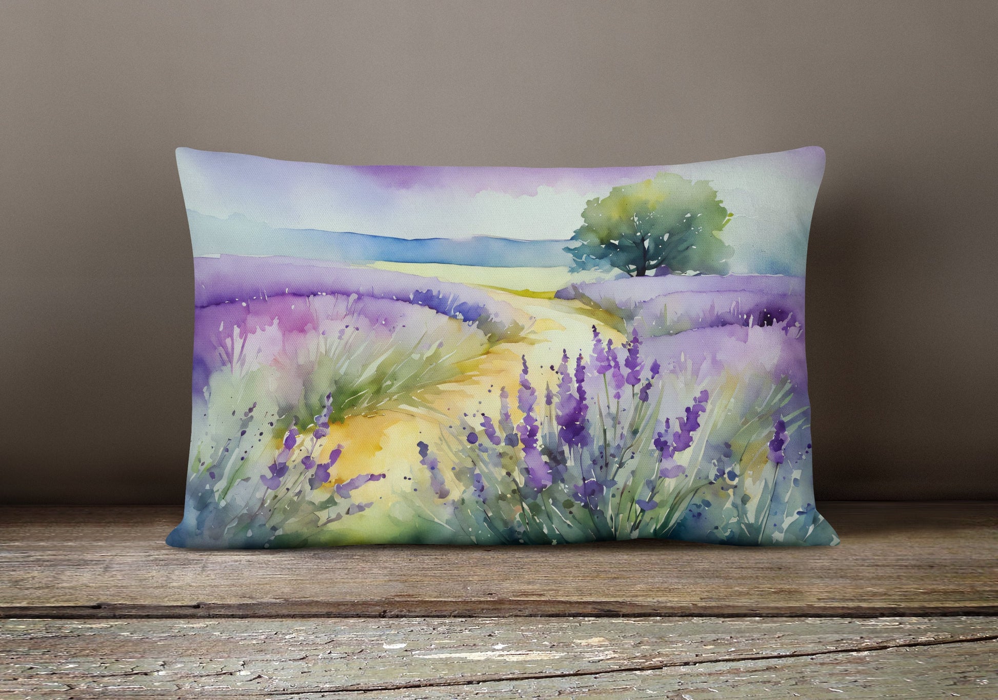 Lavender in Watercolor Throw Pillow-3