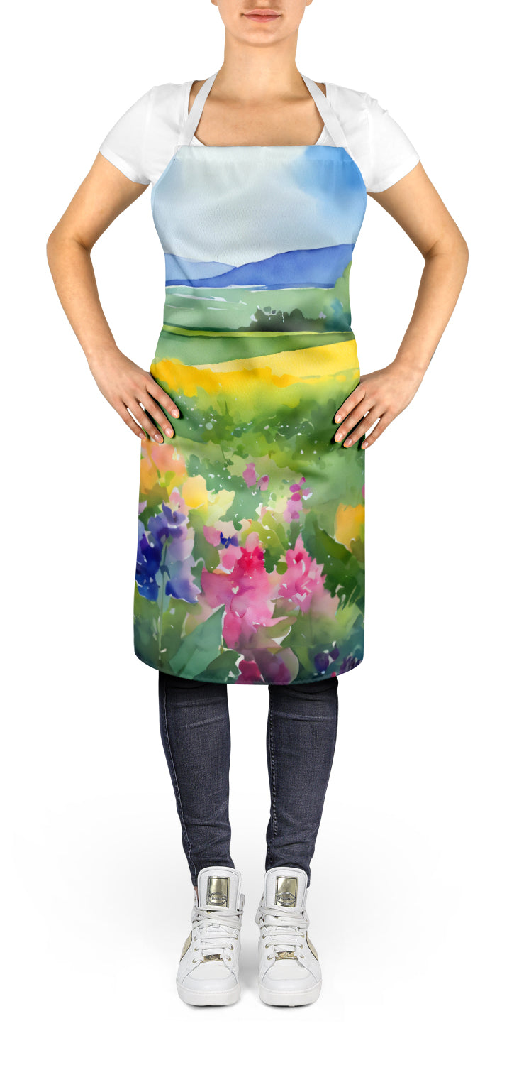 Massachusetts Mayflowers in Watercolor Apron-1