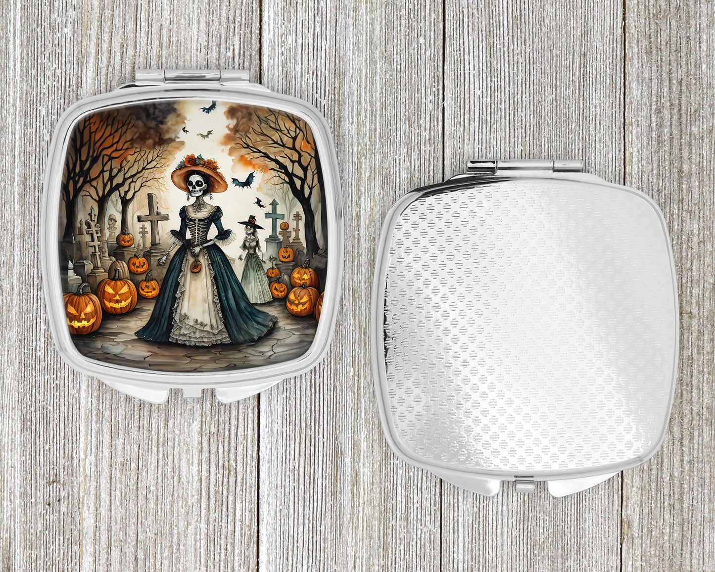 La Catrina Skeleton Spooky Halloween Compact Mirror-3