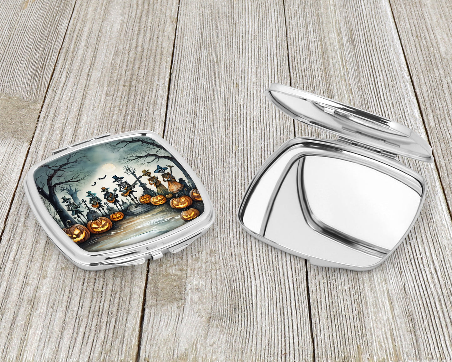 Mariachi Skeleton Band Spooky Halloween Compact Mirror-2