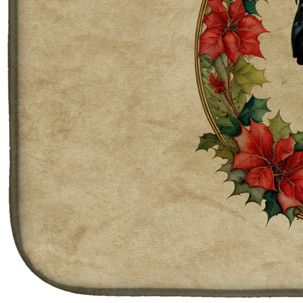 Mastiff Christmas Flowers Dish Drying Mat-3