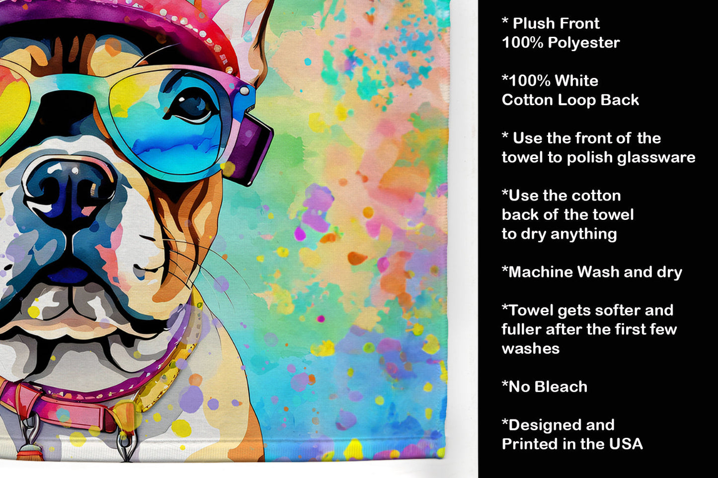 French Bulldog Hippie Dawg Kitchen Towel-4