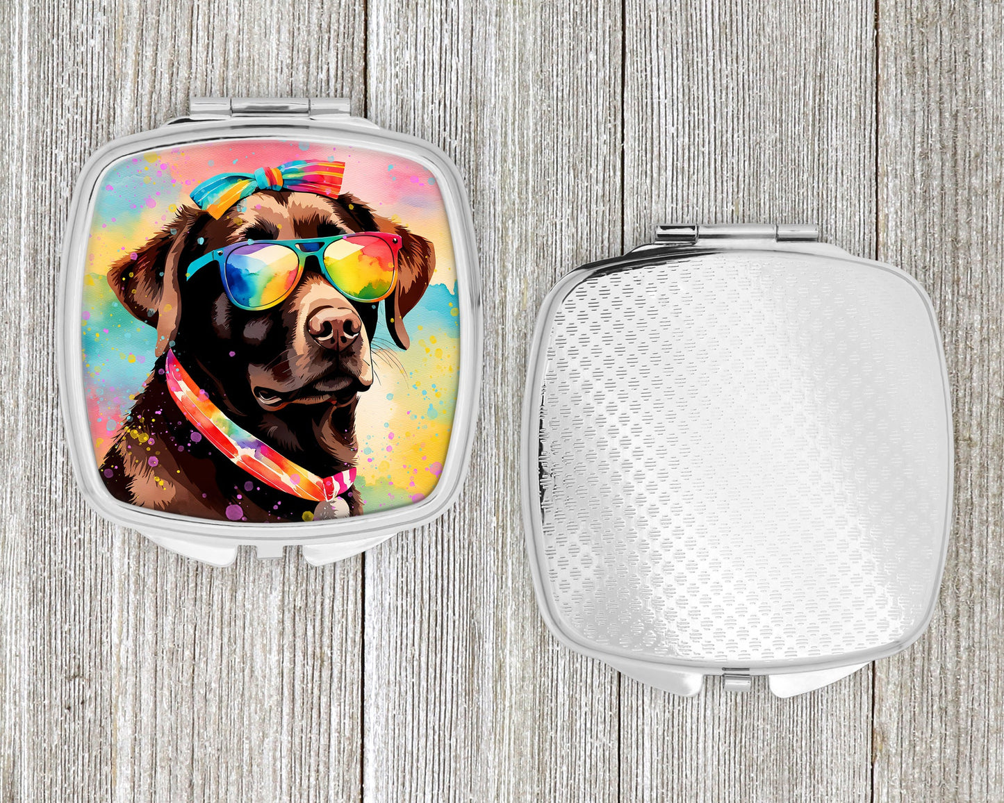 Chocolate Labrador Hippie Dawg Compact Mirror-3