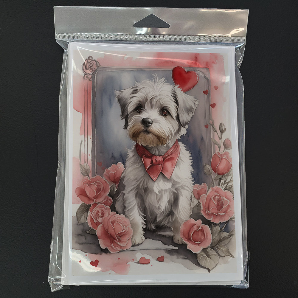 Dandie Dinmont Terrier Valentine Roses Greeting Cards Pack of 8-2
