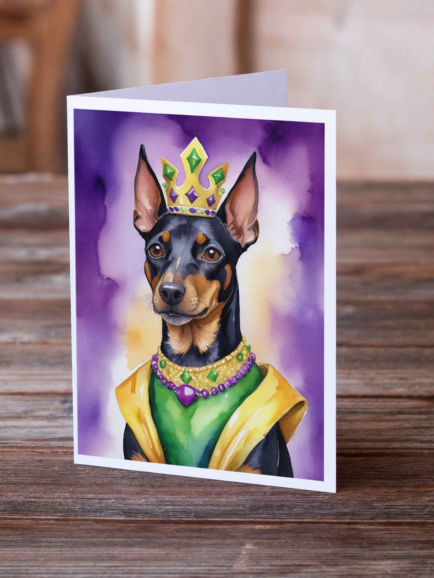Manchester Terrier King of Mardi Gras Greeting Cards Pack of 8-1
