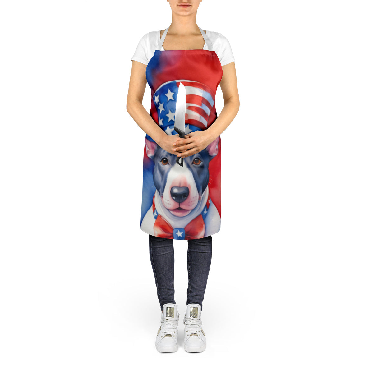 English Bull Terrier Patriotic American Apron-4