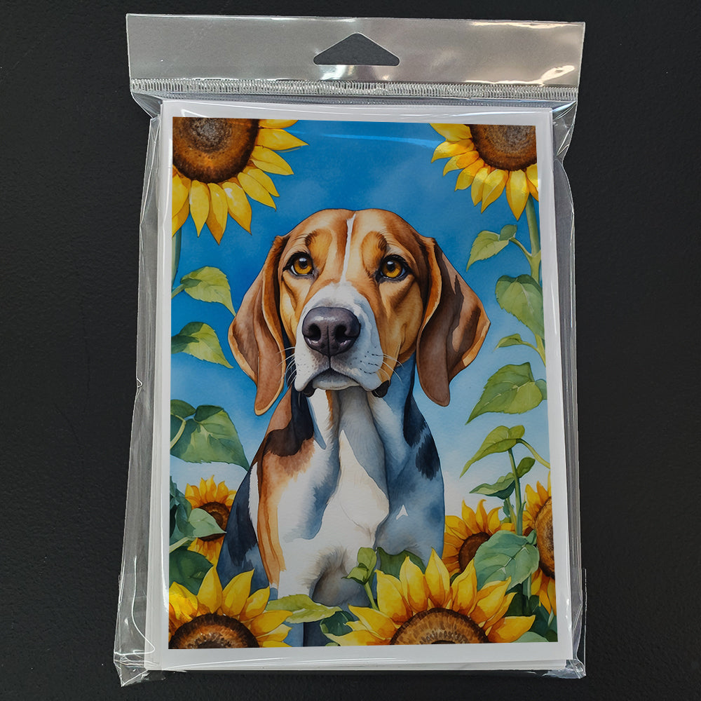 American Foxhound in Sunflowers Greeting Cards Pack of 8-2