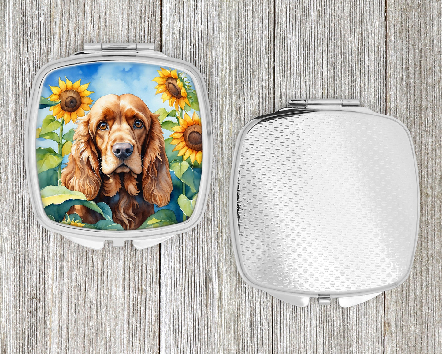 Cocker Spaniel in Sunflowers Compact Mirror-3
