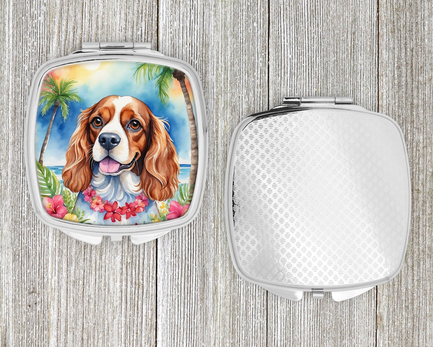 Cavalier Spaniel Luau Compact Mirror-3