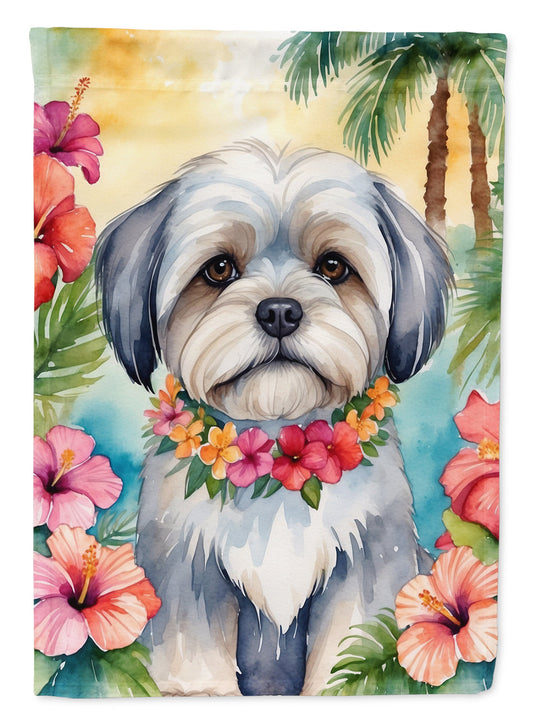 Lhasa Apso Luau Garden Flag-0