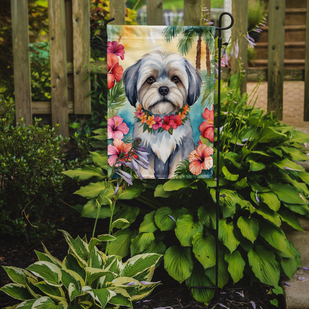 Lhasa Apso Luau Garden Flag-1