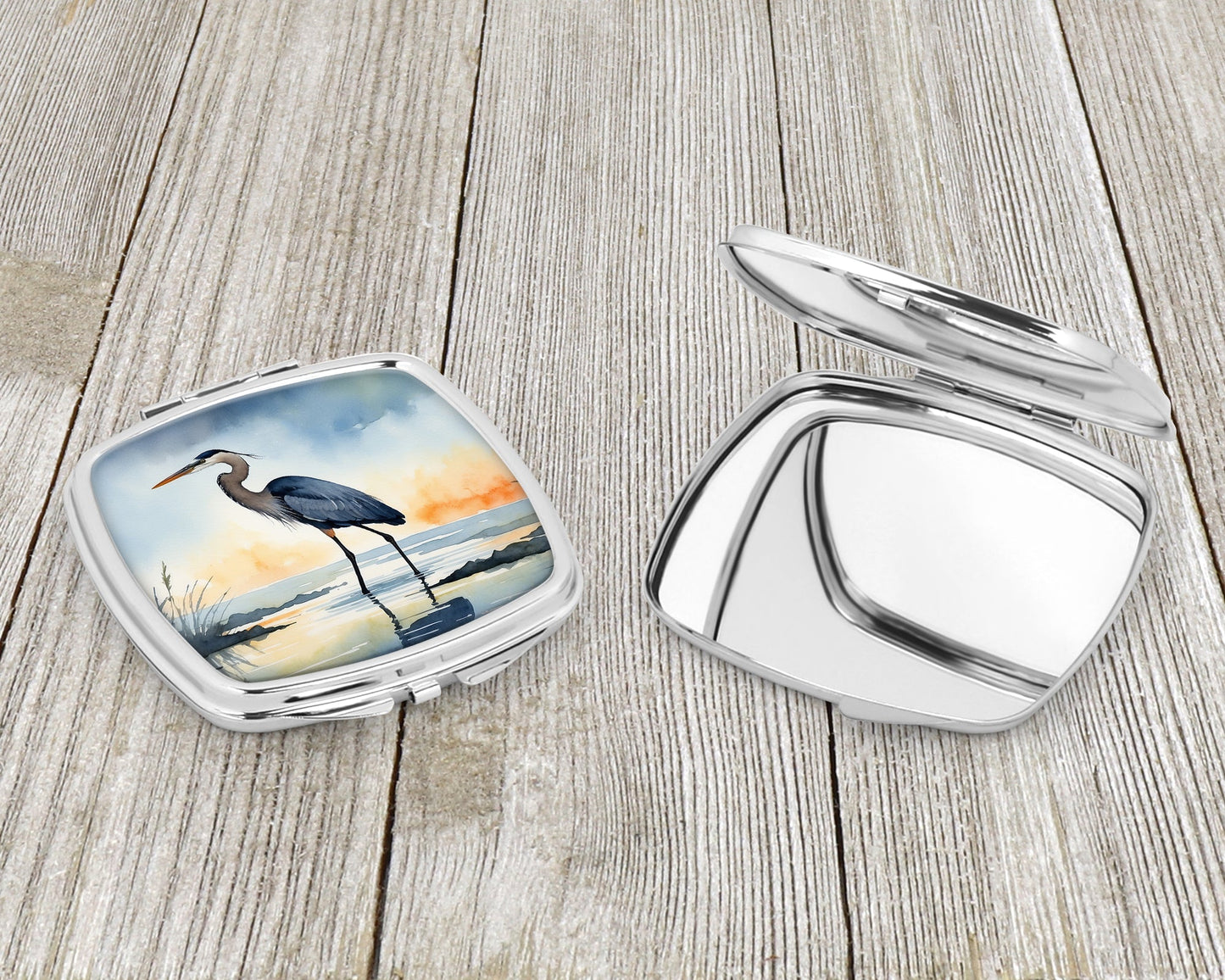 Blue Heron Barely Lit Sky Compact Mirror-2