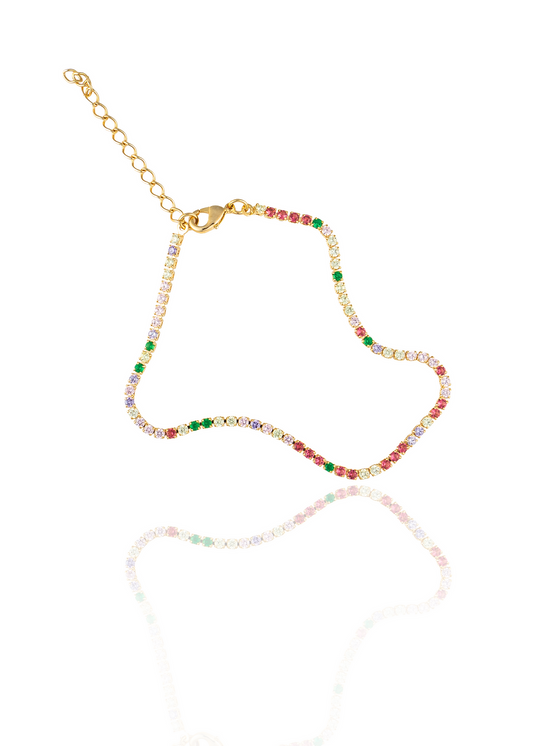 2mm Tennis Necklace Choker With Multicolor Round Clear Cubic Zirconia Stones (G209)(I435)-0