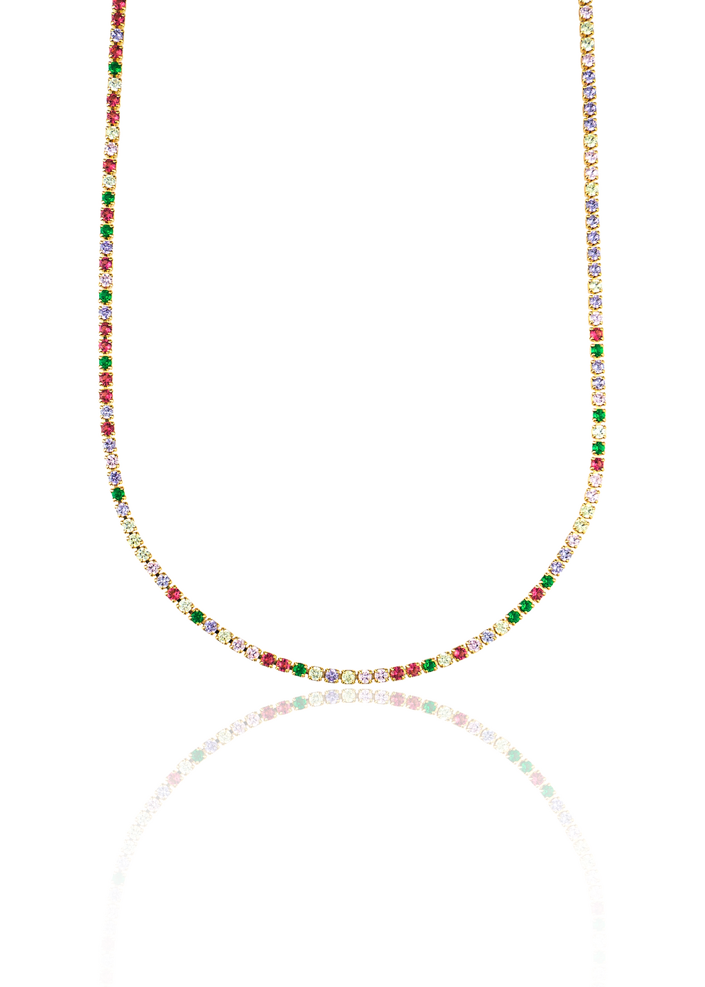 2mm Tennis Necklace Choker With Multicolor Round Clear Cubic Zirconia Stones (G209)(I435)-1