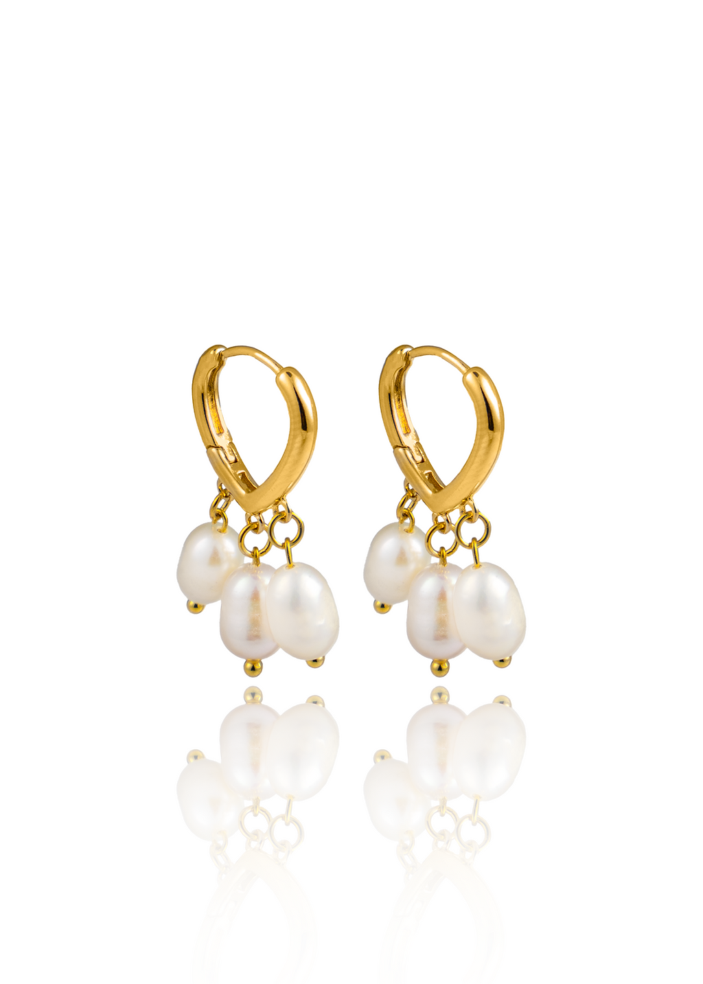 Fresh Water Triple Pearl Dangle Drop Earrings (L294)-0