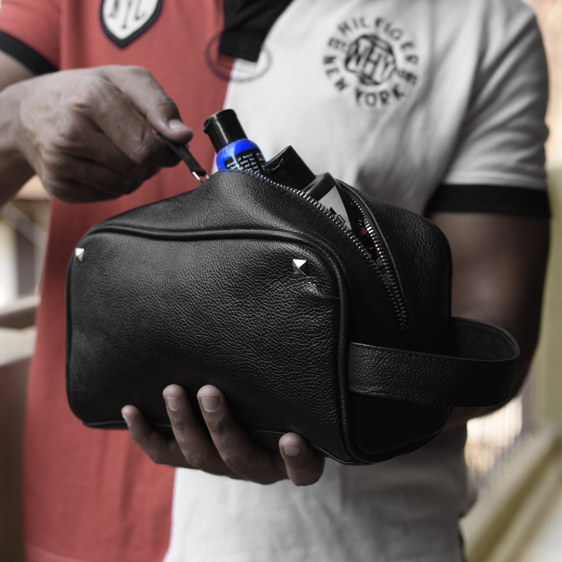 Leather Dopp Kit - Black-2