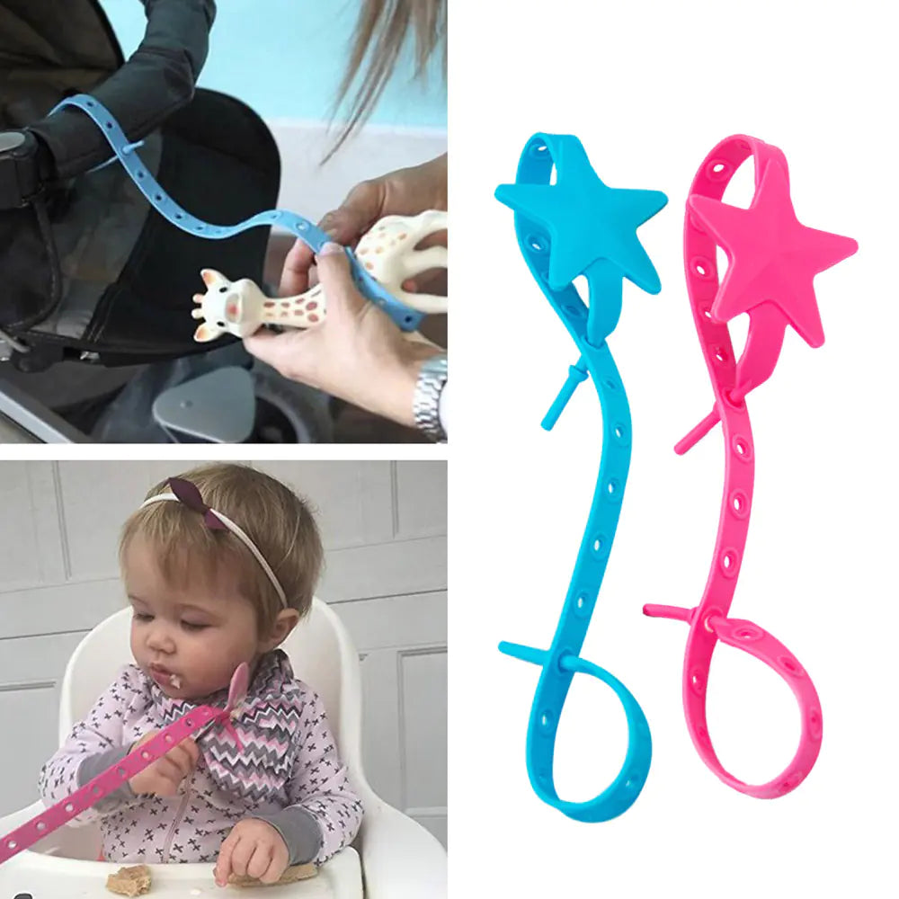 Silicone Star Pacifier Chain and Stroller Hook Organizer