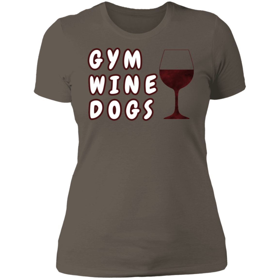 Ladies' Boyfriend T-Shirt Gym, Wine, Dogs-1