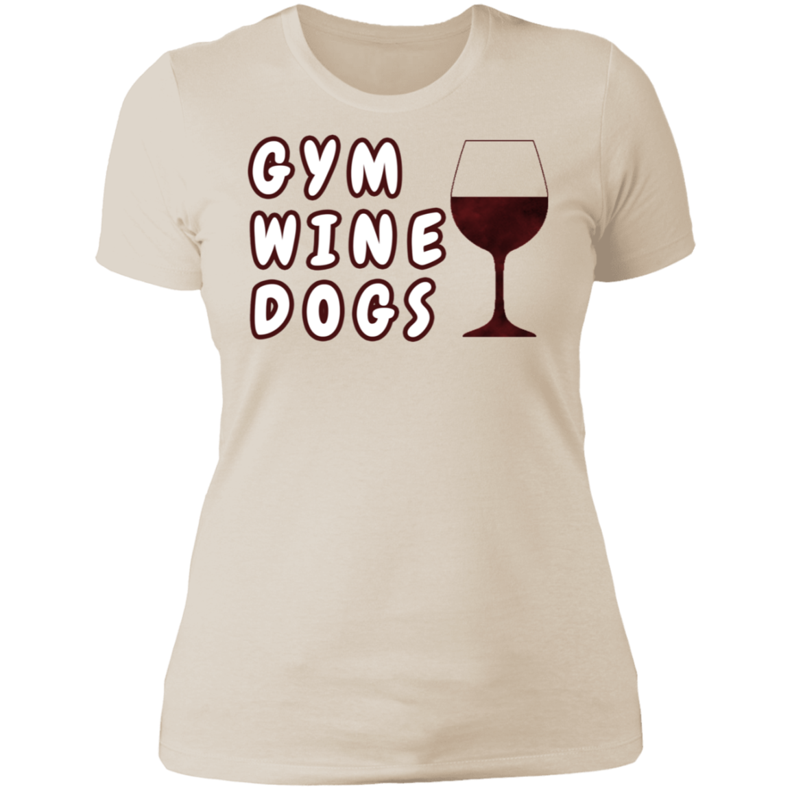 Ladies' Boyfriend T-Shirt Gym, Wine, Dogs-6