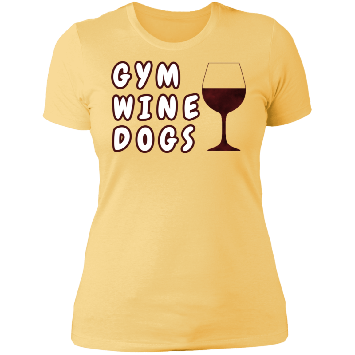 Ladies' Boyfriend T-Shirt Gym, Wine, Dogs-5