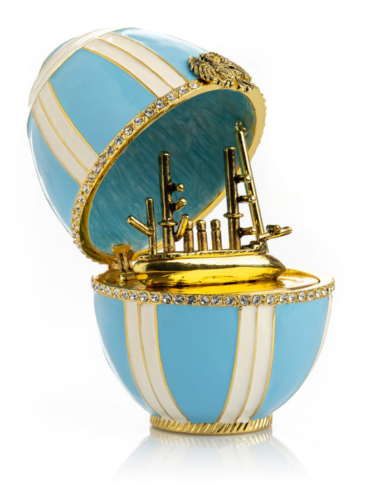 Light Blue Egg with a Sailing ship-0