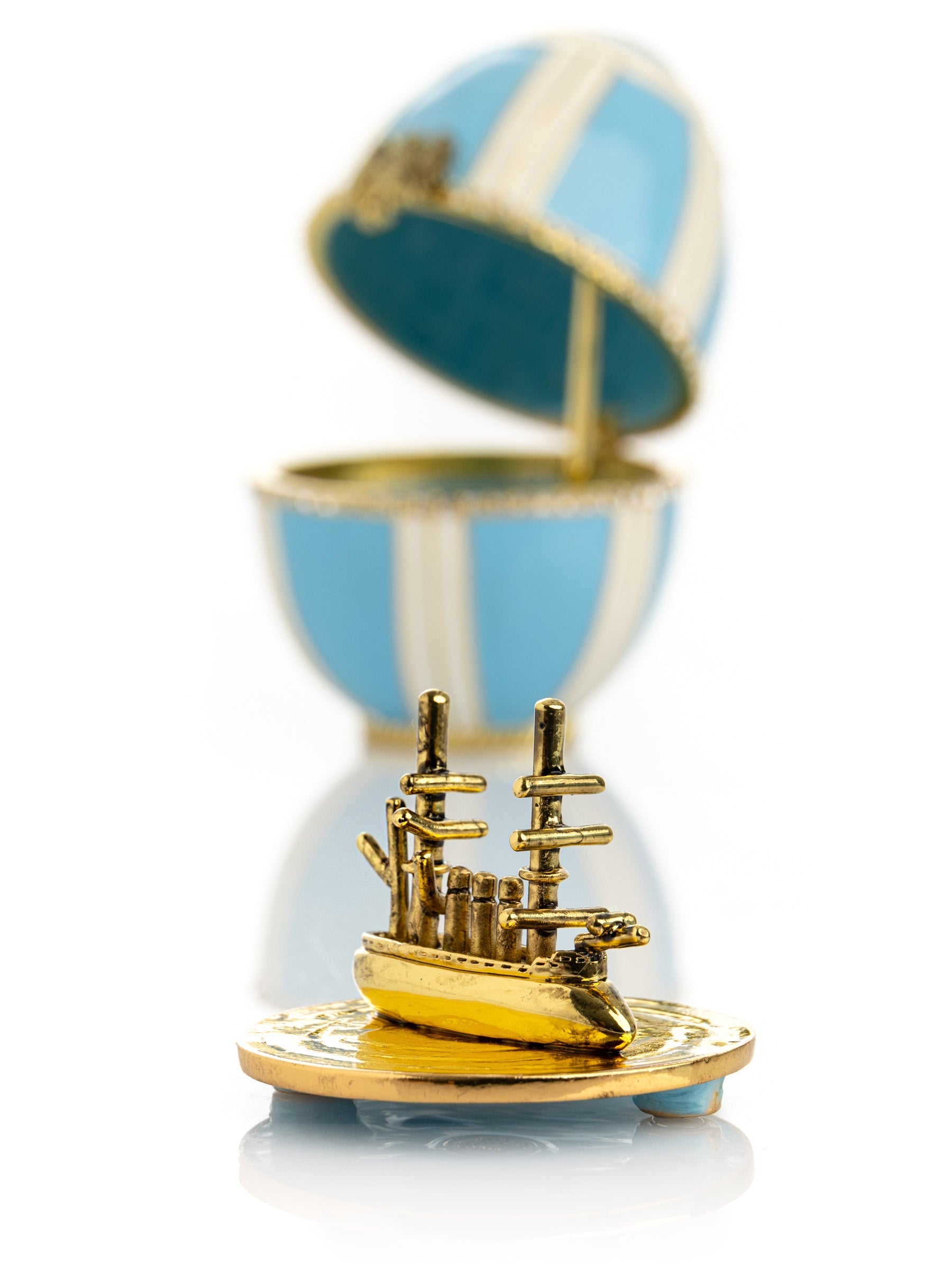Light Blue Egg with a Sailing ship-3