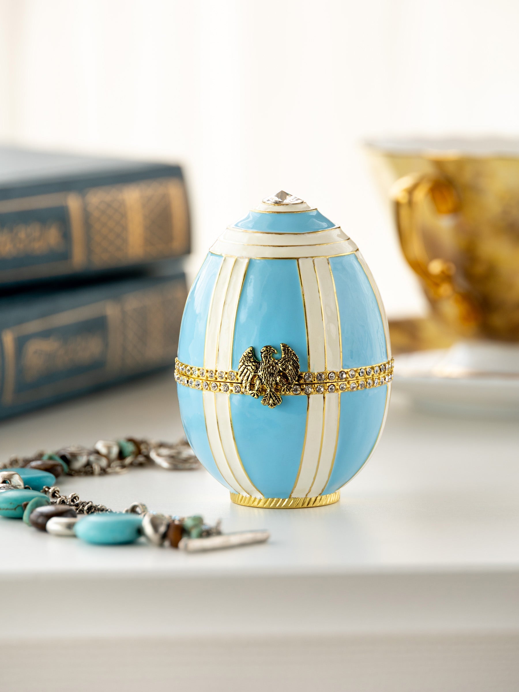 Light Blue Egg with a Sailing ship-4
