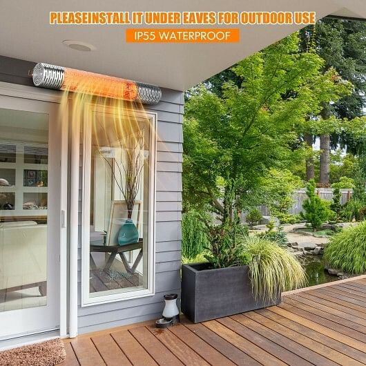 1500W Indoorand Outdoor Electric Heater with 2 Power Settings -Silver-3