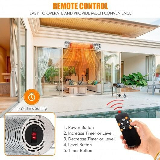 1500W Indoorand Outdoor Electric Heater with 2 Power Settings -Silver-4