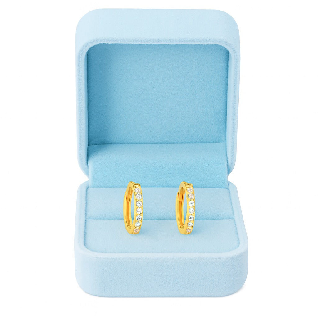 Classic Pavé Huggie Hoop Earrings - Sterling Silver Yellow Plated-3