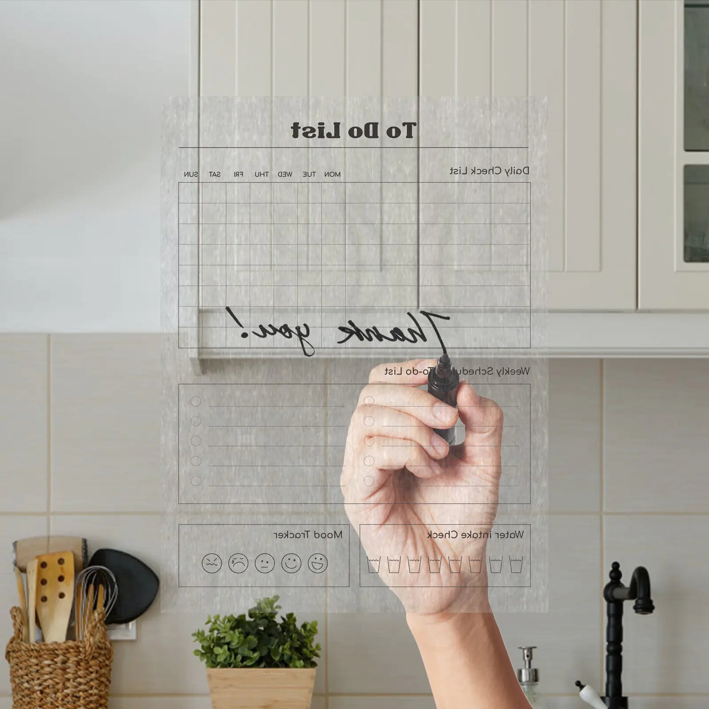 Transparent Erasable Planner Set with Magnetic Tape (3 pcs)