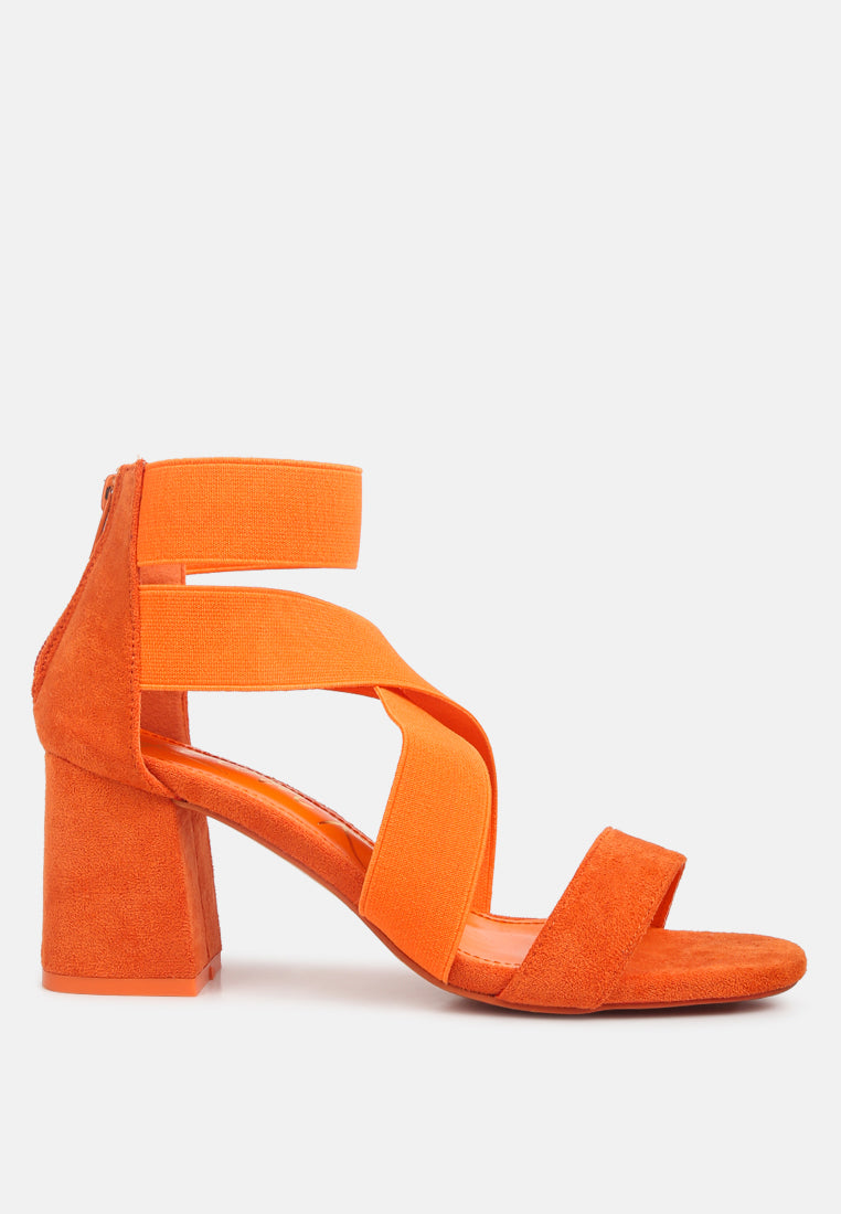Elastic Strappy Block Heel Sandals-6